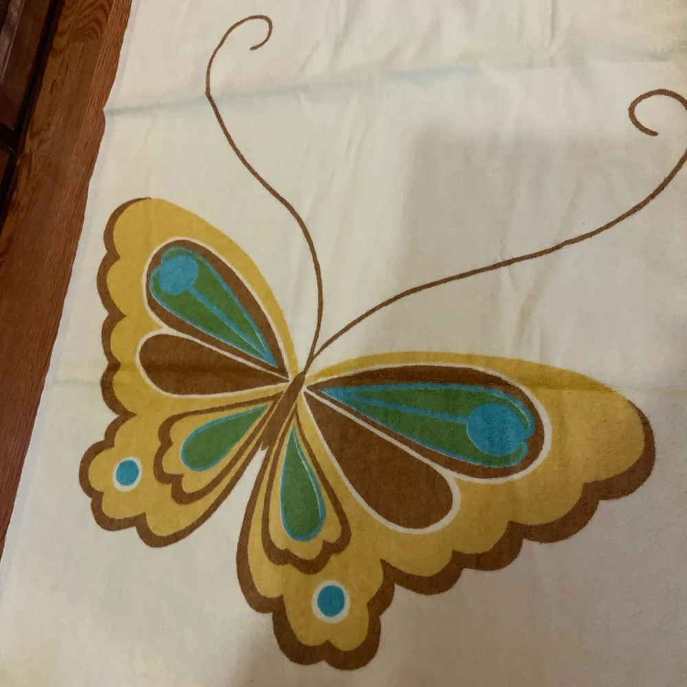 Vintage Martex Bath Towel and Washcloth Yellow Butterfly Set USA NOS